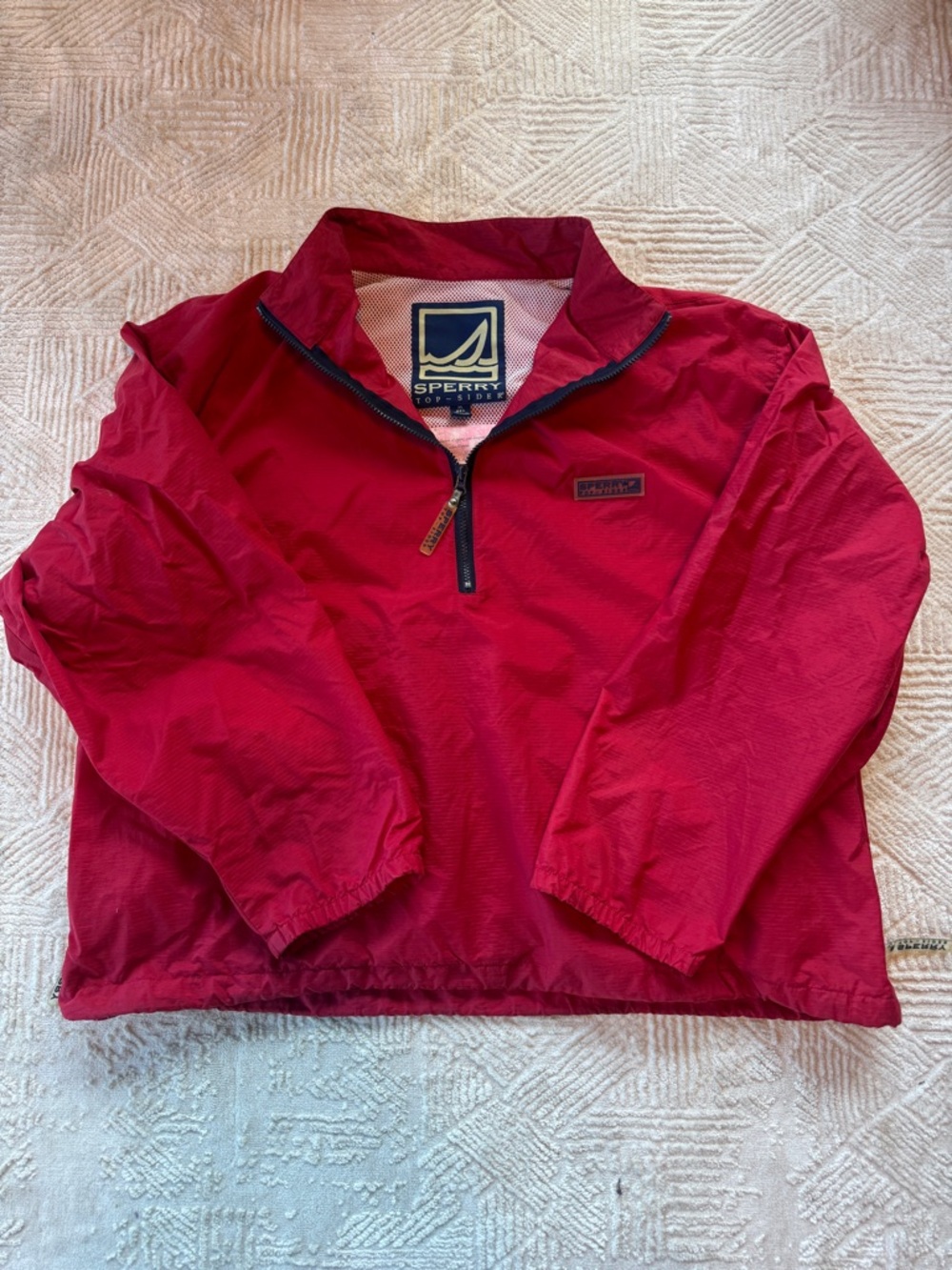 Vtg Sperry Top-Sider x London Fog Red Ripstop Anorak Windbreaker Jacket XL